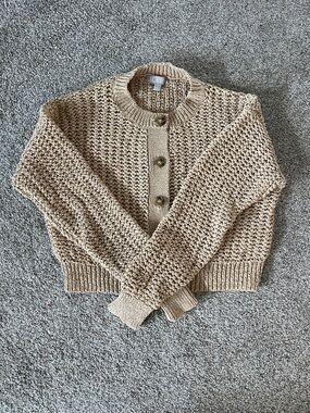 J. Crew Beige Chunky Knit Button-Front Cardigan